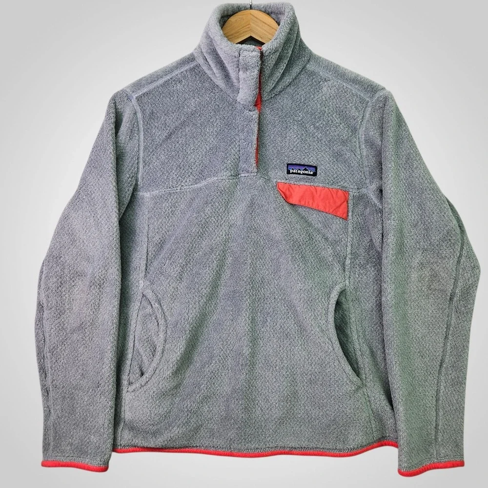 PATAGONIA‎ Re-Tool Snap-T Fleece Pullover Women's Medium Gray Pink Polartec Y2K